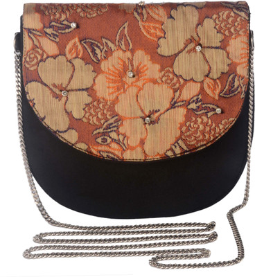 

Rezzy Women Evening/Party Brown, Black Cotton Sling Bag, Black;brown