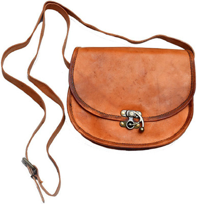 

AD Passion Girls Casual Tan Genuine Leather Sling Bag