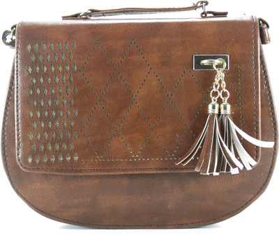 

JEESHAW Women Casual Brown PU Sling Bag