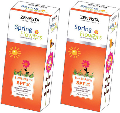 

Zenvista Meditech Spring Flower Sunscreen 50 ML, Pack of 2 - SPF 50 PA+++(50 g)