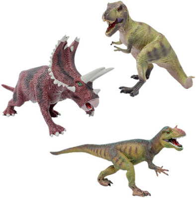 

Tootpado Tyrannosaurus Carnotaurus T-Rex Dinosaurs Toy - Pack of 3 (CTNG60) - Realistically Detailed Animal Figure(Multicolor)