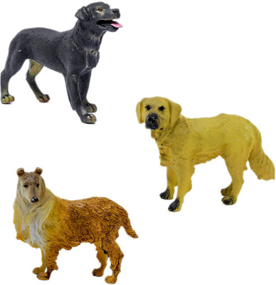 

Tootpado Rottweiler Hound Scotch Collie Retriever Dog Figure Toys - Pack of 3 (CTNG63) - Realistically Detailed Animal Toy Figures Dog Replica Model(Multicolor)