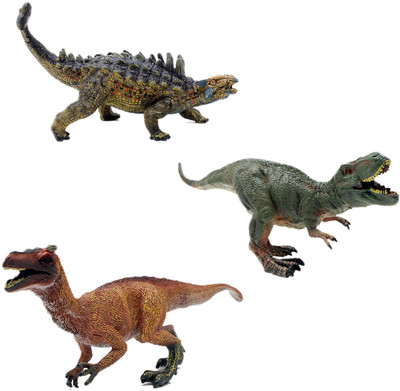 

Tootpado Ankylosaurus Velociraptor T-Rex Dinosaurs Toy - Pack of 3 (CTNG55) - Realistically Detailed Animal Figure(Multicolor)