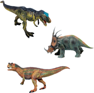 

Tootpado Triceratops Giganotosaurus T-Rex Dinosaurs Toy - Pack of 3 (CTNG56) - Realistically Detailed Animal Figure(Multicolor)