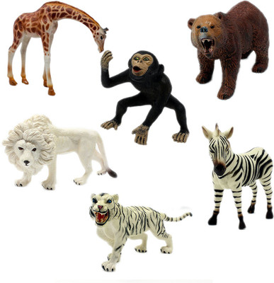 

Tootpado Zebra Lion Ziraffe Wild Animals Toy Figure - Pack of 6 (CTNG29) - Big Realistically Detailed(Multicolor)