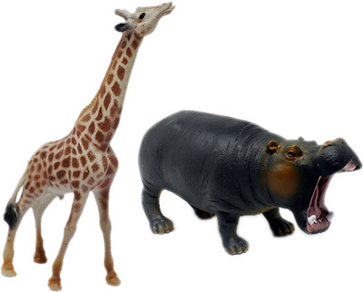 

Tootpado Hippopotamus and Giraffe Animal Toy Figure - Pack of 2 (CTNG24) - Big Realistically Detailed(Multicolor)