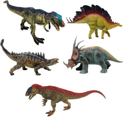 

Tootpado Ankylosaurus Tyrannosaurus T-Rex Dinosaurs Toy - Pack of 5 (CTNG53) - Realistically Detailed Animal Figure(Multicolor)