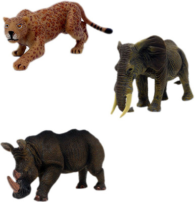 

Tootpado Cheetah Rhinoceros Elephant Wild Animals Toy Figure - Pack of 3 (CTNG72) - Realistically Detailed(Multicolor)