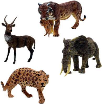 

Tootpado Deer Leapord Elephant Wild Animals Toy Figure - Pack of 4 (CTNG69) - Realistically Detailed(Multicolor)