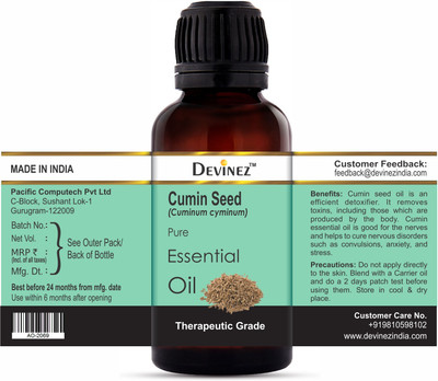 

Devinez Cumin Seed Essential Oil, 100% Pure, Natural & Undiluted, 30-2083(30 ml)