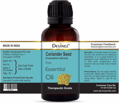 

Devinez Coriander Seed Essential Oil, 100% Pure, Natural & Undiluted, 30-2081(30 ml)