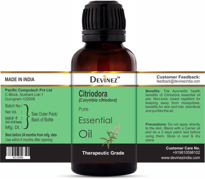 

Devinez Citriodora Essential Oil, 100% Pure, Natural & Undiluted, 30-2078(30 ml)