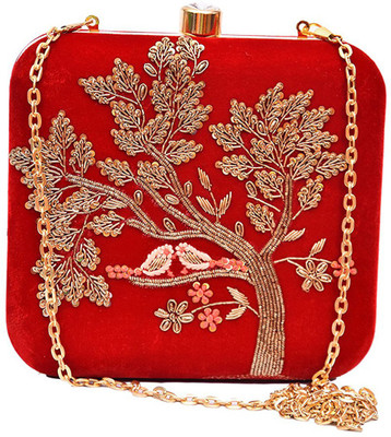 

Himalaya Handicraft Party Red Clutch