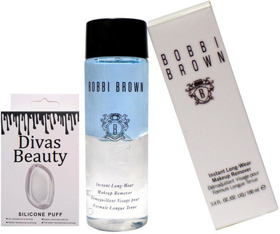 

divas beauty silicon puff & Bobbi brown instant long wear makeup remover(Set of 2)