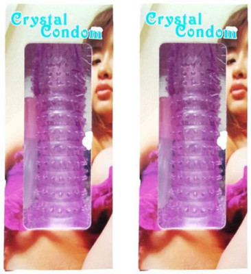 

SellRider 2 Crystal Condom Washable & Multi-usable Silicone Spike Dotted Ribbed Condom(2S)