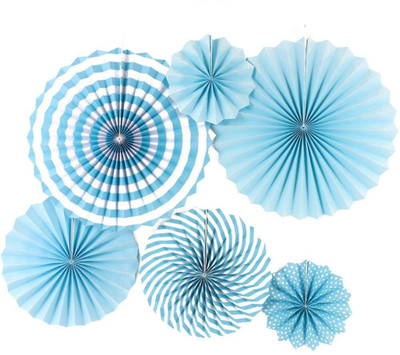 

PartyballoonsHK Multicolor, Blue 6pcs/set Round Wheel Fiesta Blue Paper Fans For Home&Party,Event Decoration - 6 g