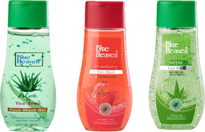 

Blue Heaven Face wash multi flavor 300 ml-(aloe vera tea tree+neem+strawberry) Face Wash(300 ml)