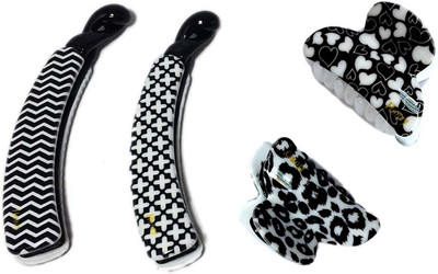 

New Arihant Traders New Arihant Traders- Premium Quality Combo of Hair Clutcher & Banana Clip for Women & Girls (Black & White-4 pieces) Hair Claw, Hair Clip, Hair Accessory Set, Bun Clip, Back Pin(Multicolor)