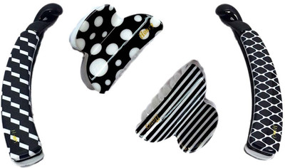 

New Arihant Traders New Arihant Traders- Premium Quality Combo of Hair Clutcher & Banana Clip for Women & Girls (Black & White-4 pieces) Hair Claw, Hair Clip, Hair Accessory Set, Bun Clip, Back Pin(Multicolor)