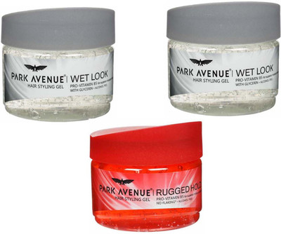 

Park Avenue WET LOOK HAIR STYLING GEL + RUGGED HOLD HAIR STYLING GEL ( 300 Ã3 GM , PACK OF 3 ) Gel(900 g)