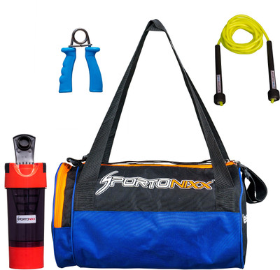 

Sportonixx Gym Drive pro GYM BAG + Super 700 protein shaker +Speed skipping rope Adjustable ( jump rope ) + Hand power grip Combo offer Gym & Fitness Kit