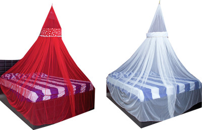 Creative Textiles Polyester Adults Washable Mosquito Net 117 Mosquito Net(Red, Ceiling Hung)