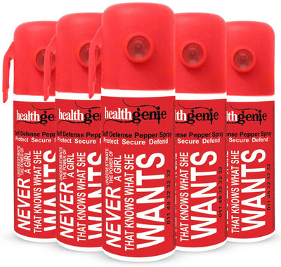 

Healthgenie Self Defence, Protection & Safety Pepper Spray For Men & Women, Upto 10 Feet Range, 55ml/35 Gms Of Dispensable Pepper Spray (Pack Of 5) Pepper Stream Spray