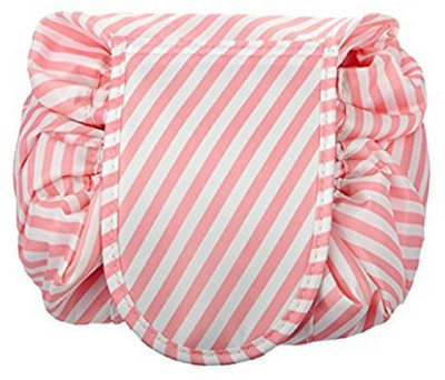 

Saiyam Travel Flat Makeup Bag drawstring cosmetic bag Cosmetic Bag(Pink, White)