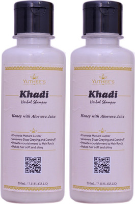 

Yuthee's Khadi Herbal Honey with Aloevera Juice Shampoo PACK OF 2 (210 ml Each)(420 ml)