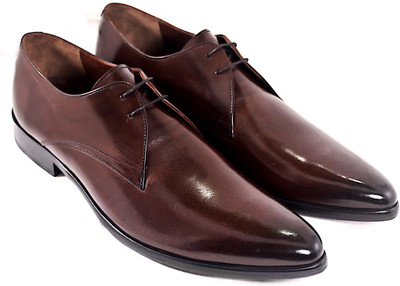 ROSSLAND BROWN POINTED FORMAL SHOE Lace 