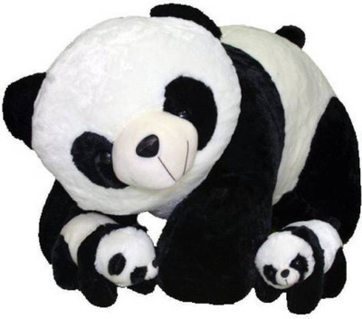 GMR Soft Panda Mother With 2 Baby - 60 cm (Black, White) - 60 cm(White)