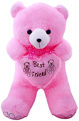 

Fun & Joy Cute Pink Fur Teddy Bear with Heart - 60 cm(Pink)