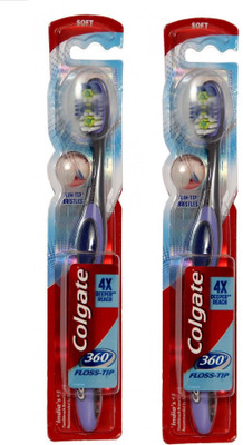 

Colgate 360 Floss-Tip Toothbrush (Pack of 2) Soft Toothbrush(Pack of 2)