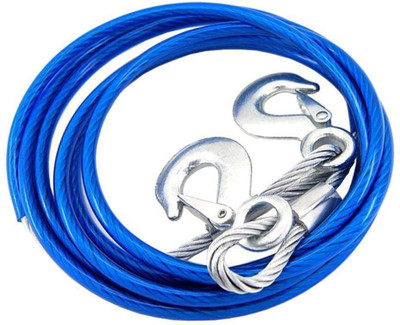 RHONNIUM 5M Cable Steel Wire Tow Rope with Dual Heads Metal Hooks Pet Training Lead Strap 4.5 m Towing Cable(Stainless Steel, 5000 kg Pull Capacity)