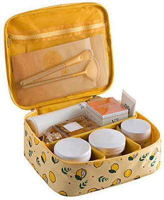 

House of Quirk Portable Toiletry Make up Bag Waterproof with Collapsible Compartments (Mango) Travel Toiletry Kit(Yellow)