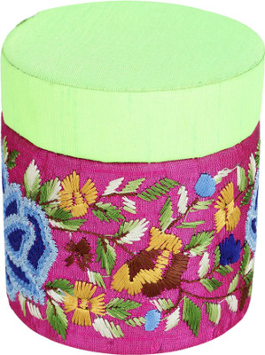 

Indha Craft Hand Embroidery Work Bangle Box In Round Shaped Jewelry Box/vanity Box Gift Box Vanity Box(Multicolor)
