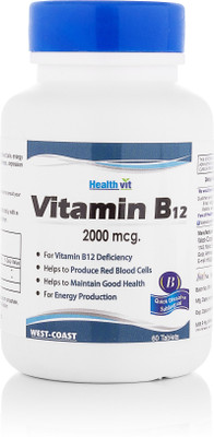 

HealthVit Vitamin B12 Methylcobalmin 2000mcg 60 Tablets(60 No)