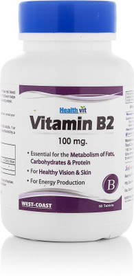 

HealthVit Vitamin B2 Riboflavin 100 mg (Pack of 2)(60 No)