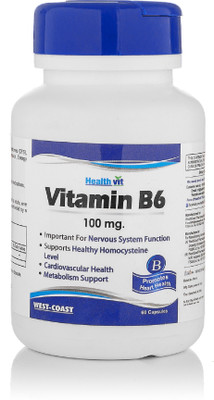 

HealthVit Vitamin B6 100 mg 60 capsules pack of 2(60 No)