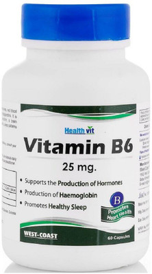 

HealthVit Vitamin B6 25 mg 60 Capsules (Pack of 2)(60 No)