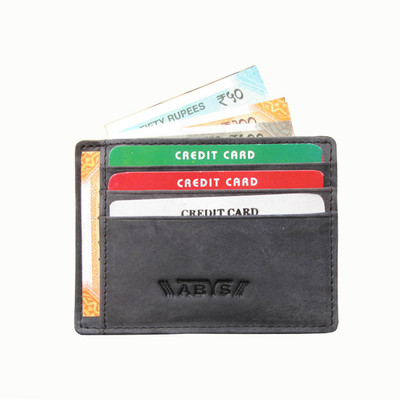 

ABYS Men Grey Genuine Leather Card Holder(6 Card Slots), Blue