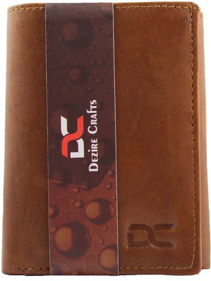 Dezire Crafts Men Casual Brown Genuine Leather Wallet(9 Card Slots)