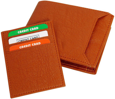 

just leather Men Tan Fabric Wallet(5 Card Slots)