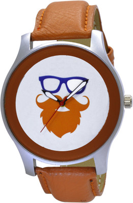 

SVM ATP-O15 Stylish Beard and Mustache Design Round Shape Brown Strap White Dial Men's & Boy's (Pack of 1) Watch - For Men