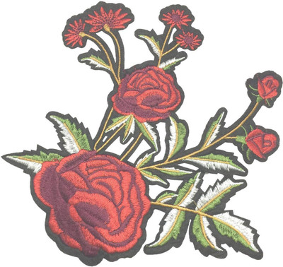 

Eerafashionicing Handmade Designer Red Rose Patches for Dresses and Home Decor - Pack of 1Pcs