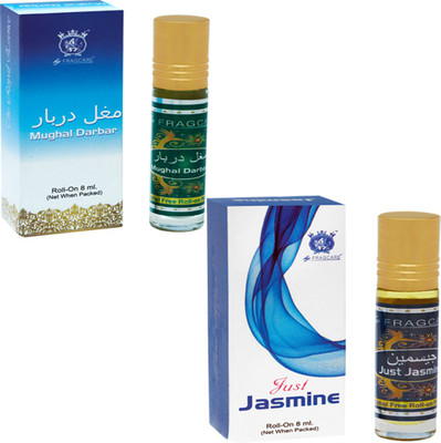 

FRAGCARE ATTAR MUGHAL DARBAR,JUST JASMINE Each 8 ml (Set of 2 ) Floral Attar(Floral)