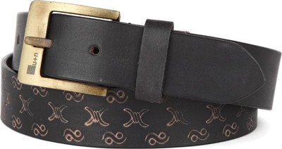 

U+N Men & Women Casual Black Genuine Leather Belt