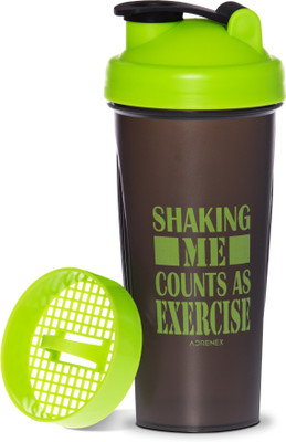 Flipkart SmartBuy Adrenex 600ml Shaker with mixer mesh(Pack of 1, Black, Green)
