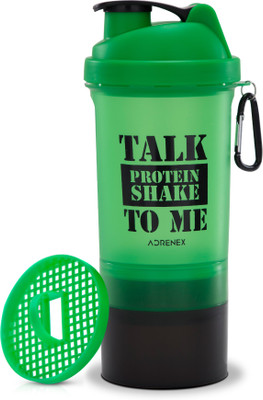 

Flipkart SmartBuy Adrenex 500ml Shaker with powder & pill compartments(Pack of 1, Green)