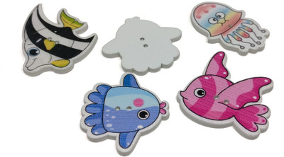 

Aumni Crafts Wooden Buttons For Craft Scrapbook & Sewing Mixed Size Range:20-25mm Sea Animals Multi-Color (Pack of 40 pieces) Wooden Buttons(Pack of 40)